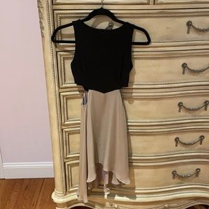 Donna Mizani black & Tan color block dress